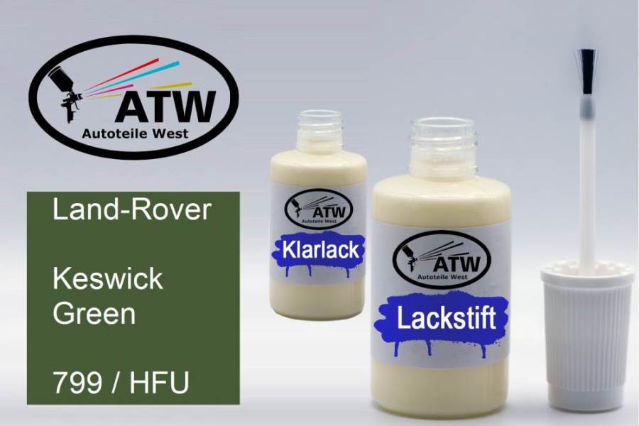 Land-Rover, Keswick Green, 799 / HFU: 20ml Lackstift + 20ml Klarlack - Set, von ATW Autoteile West.